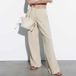 Zara Linen Blend Full Length Pants